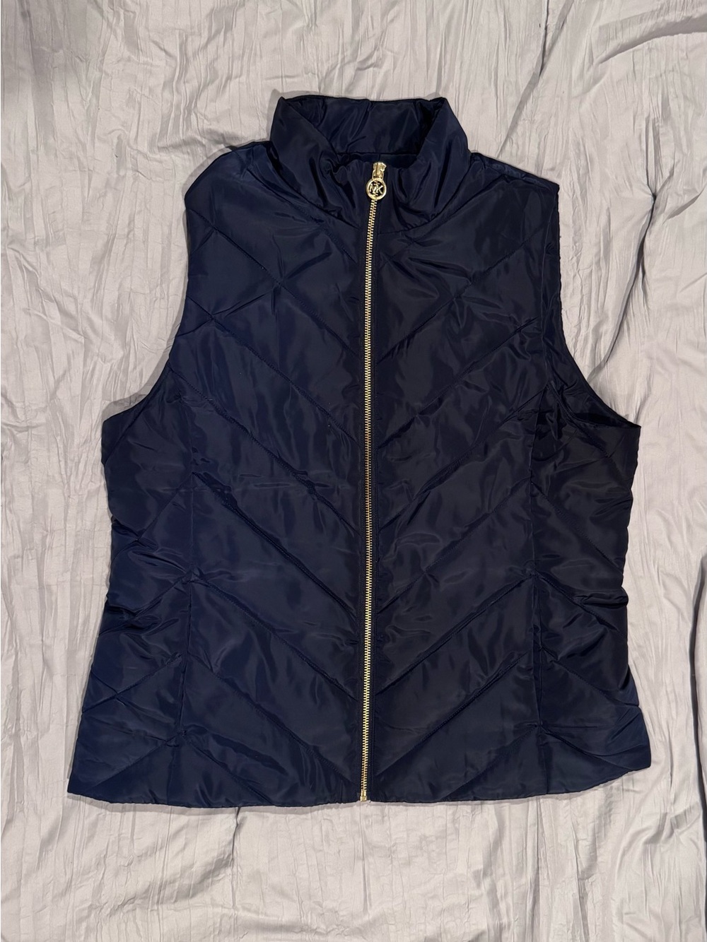 Michael Kors Dark Navy Quilted Vest with Gold Hardware